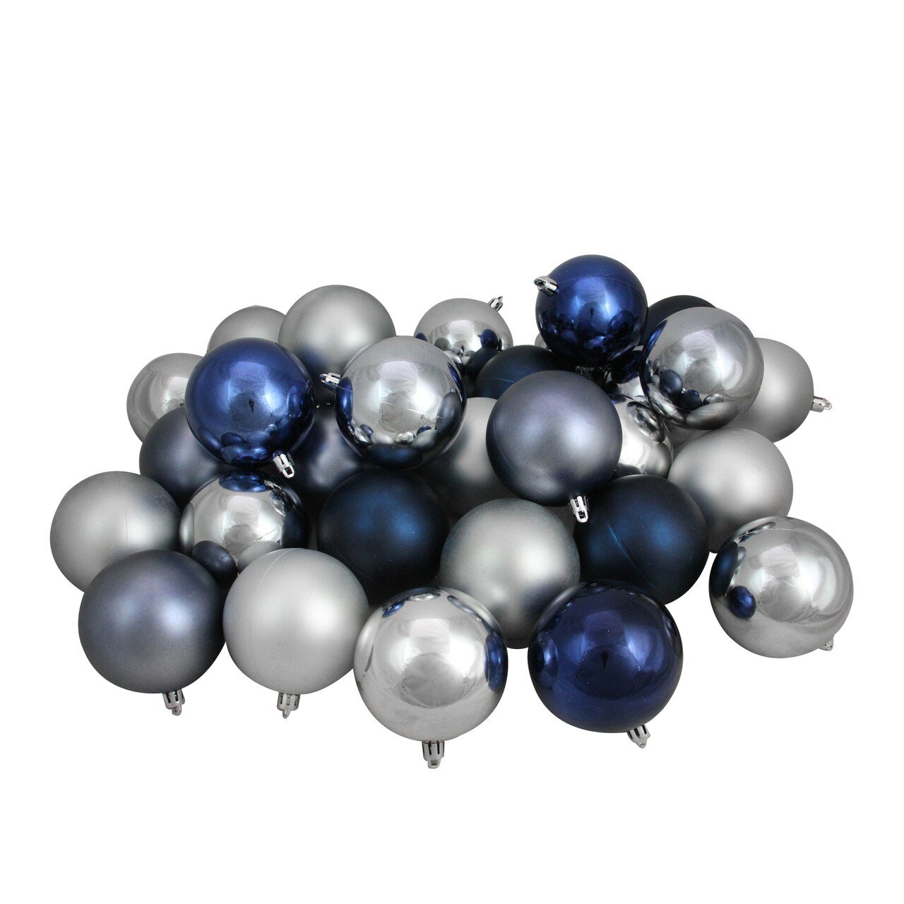 Northlight Shatterproof 2-Finish Christmas Ball Ornaments - 3.25" (80mm) - Blue and Silver - 32ct
